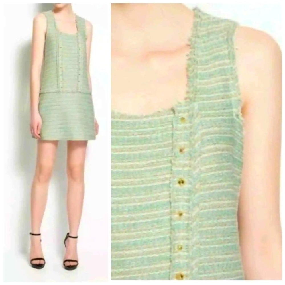 Zara Mint Green Summer Tweed Dress 👗